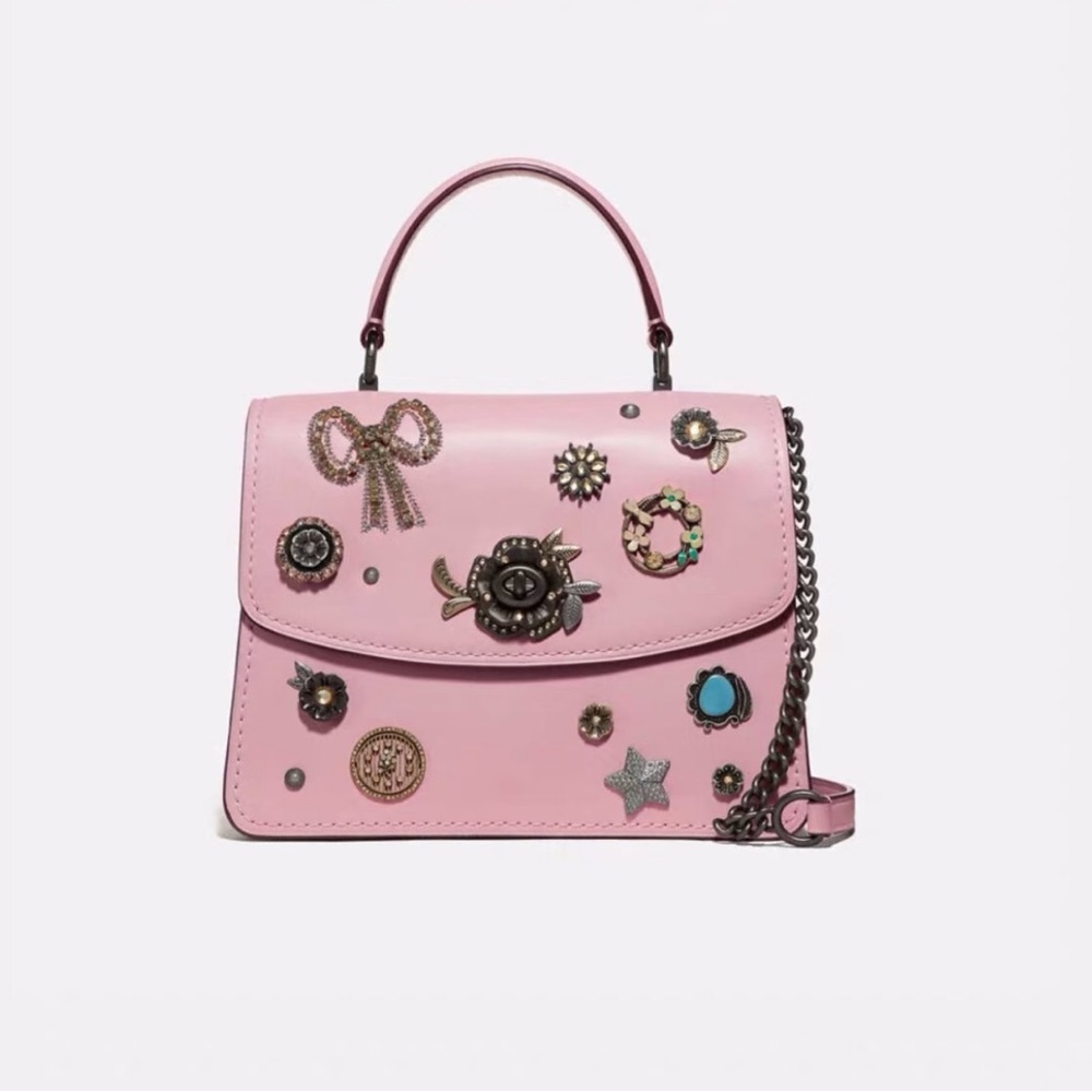 COACH Tea Rose Parker With Top Handle Shouldet/Crossbody Bag